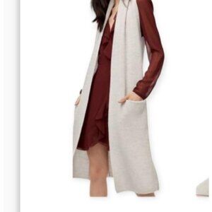 Aritzia Wilfred Olivie Knit Sweater Open Front Long Sleeveless Cardigan